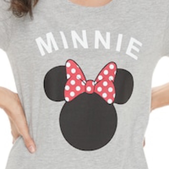 DISNEY Minnie Mouse Tee Shirt Graphic Short Sleeve Gray Large - Picture 2 of 4